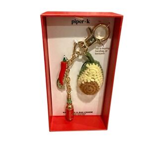 Piper K Avocado, Hot Sauce, Lime & Pepper Bag‎ Charm Key Chain